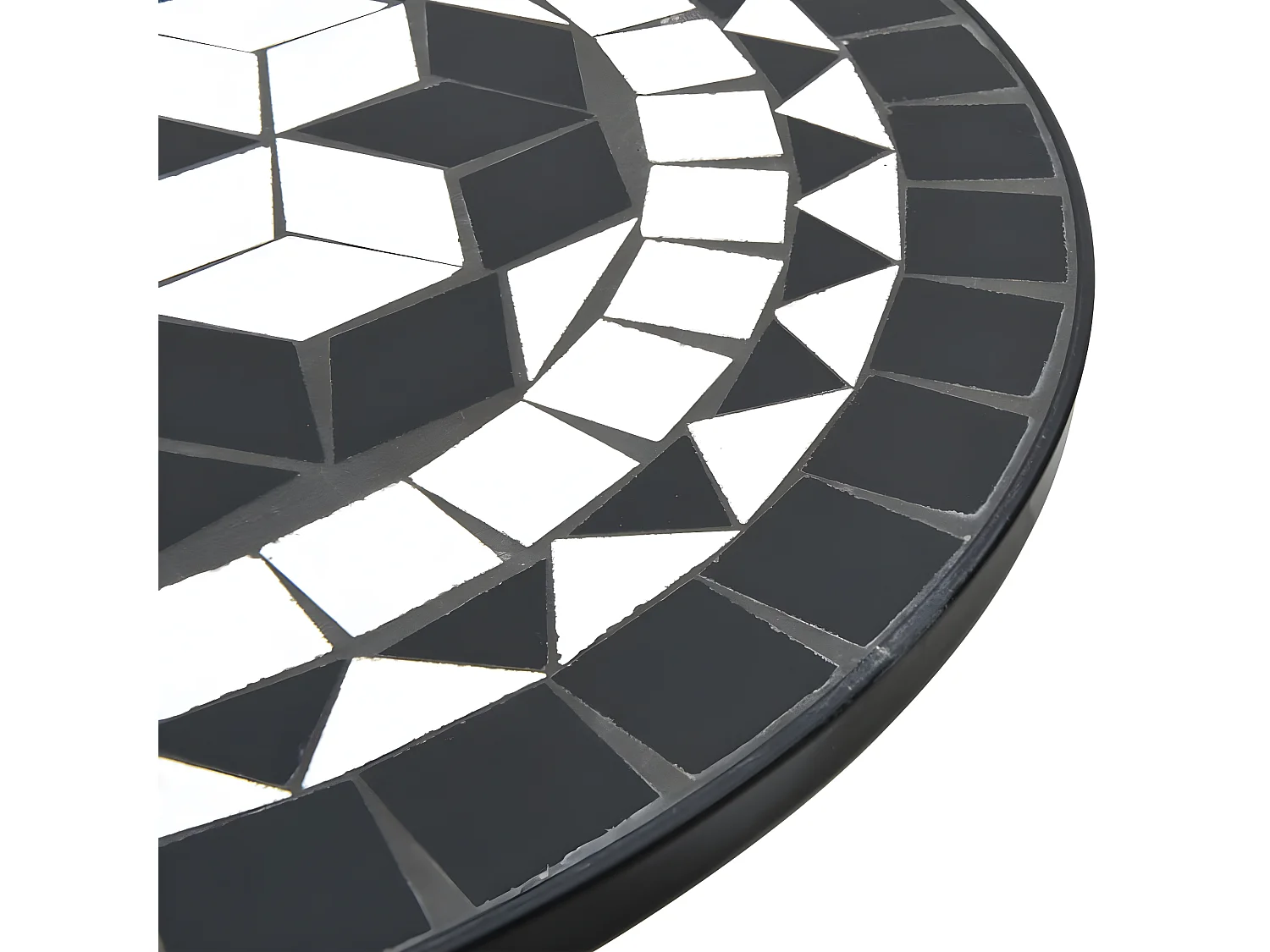 Ensemble de bistro mosaïque noir et blanc fer et céramique