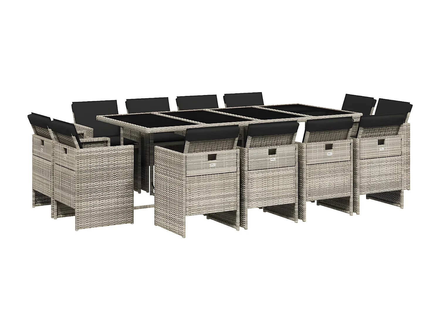 Ensemble à manger de jardin et coussins 13 pcs gris clair rotin