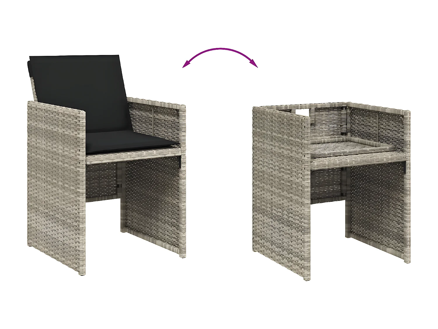 Ensemble à manger de jardin et coussins 13 pcs gris clair rotin