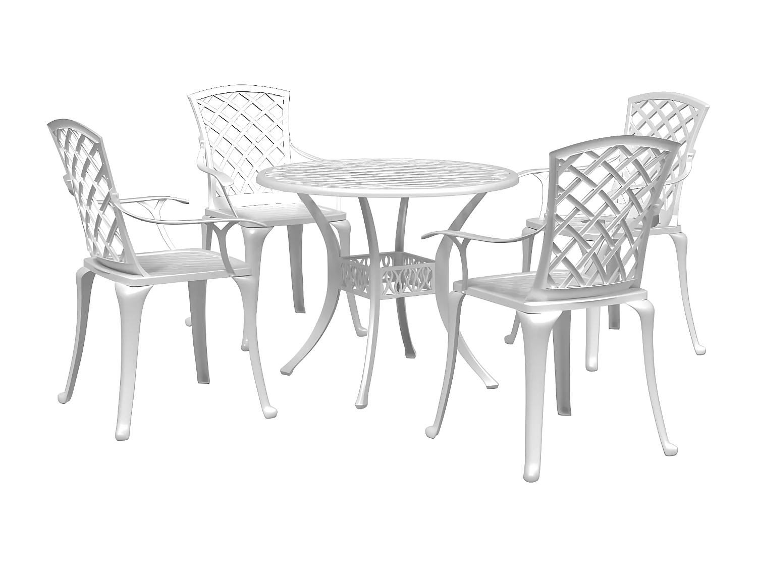 Ensemble à manger de jardin 5 pcs blanc aluminium coulé