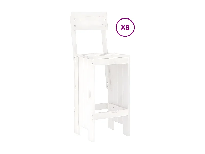 Ensemble de bar de jardin 9 pcs blanc bois de pin massif