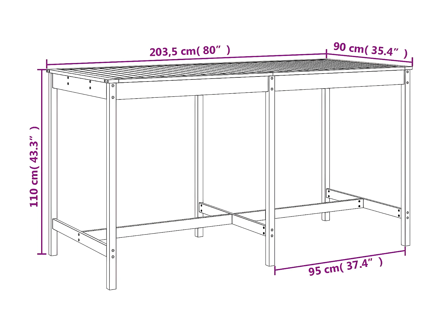 Ensemble de bar de jardin 9 pcs blanc bois de pin massif