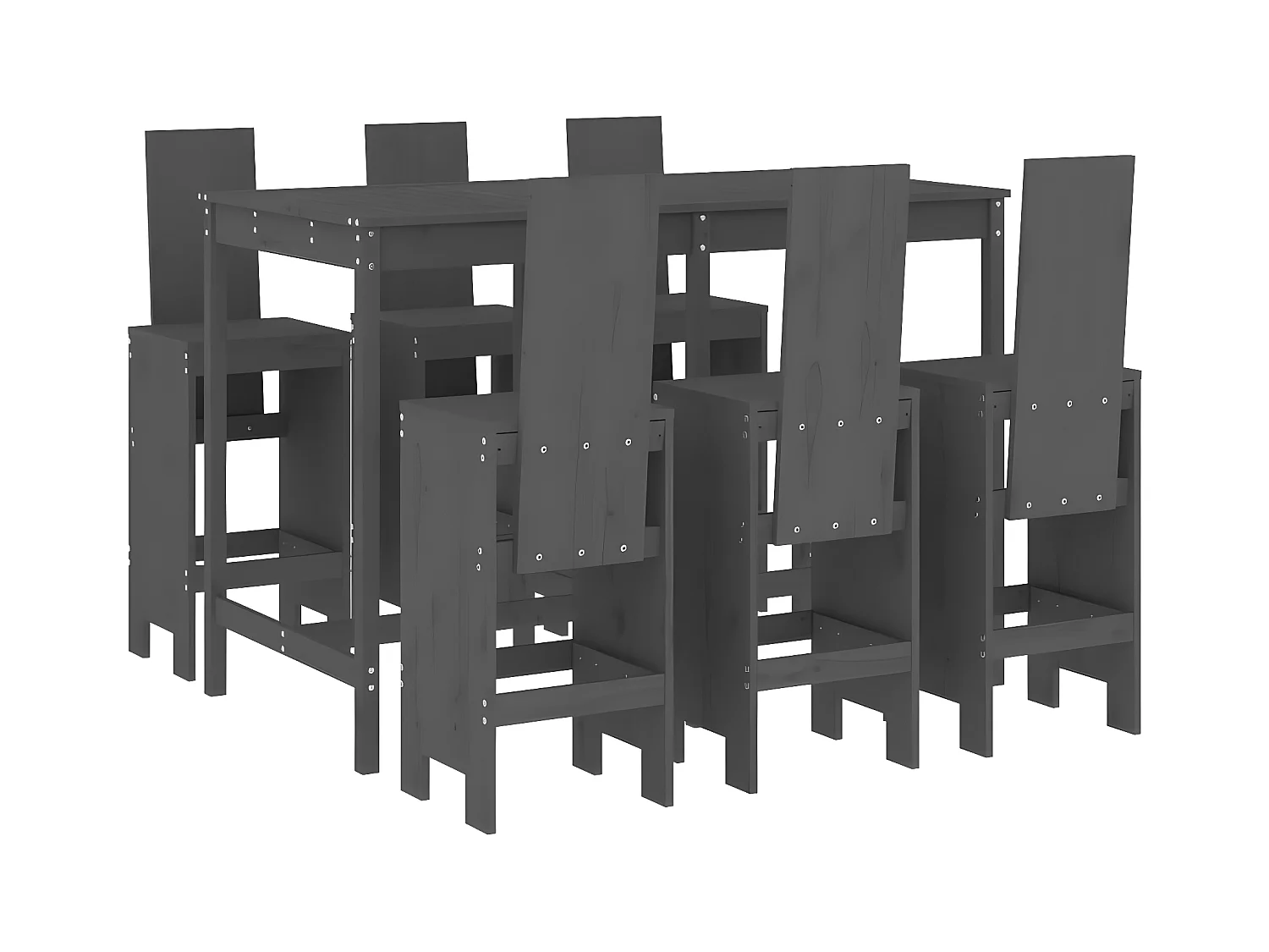 Ensemble de bar de jardin 7 pcs gris bois de pin massif