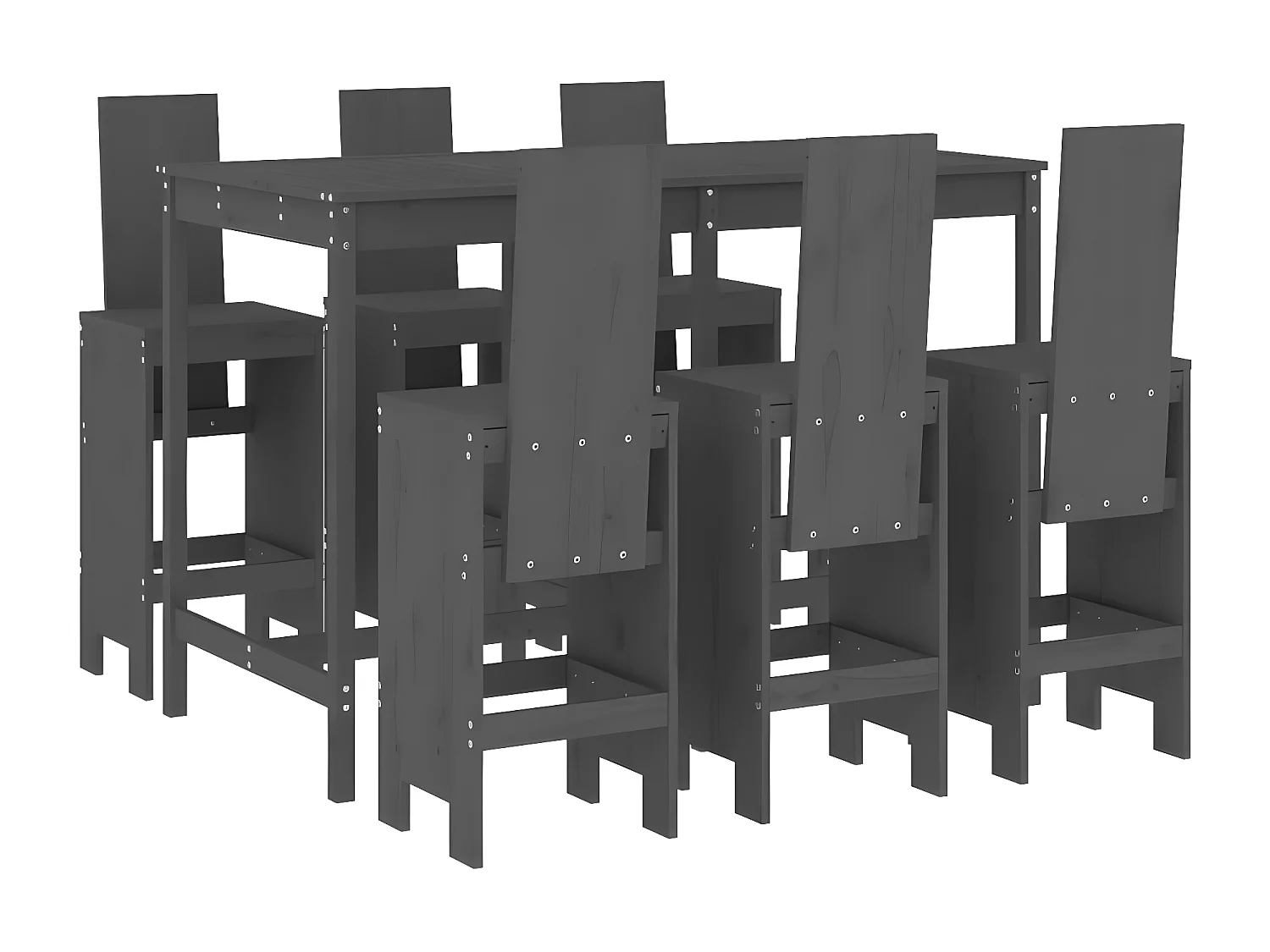 Ensemble de bar de jardin 7 pcs gris bois de pin massif