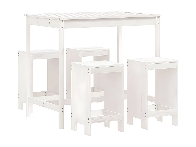 Ensemble de bar de jardin 5 pcs blanc bois massif de pin