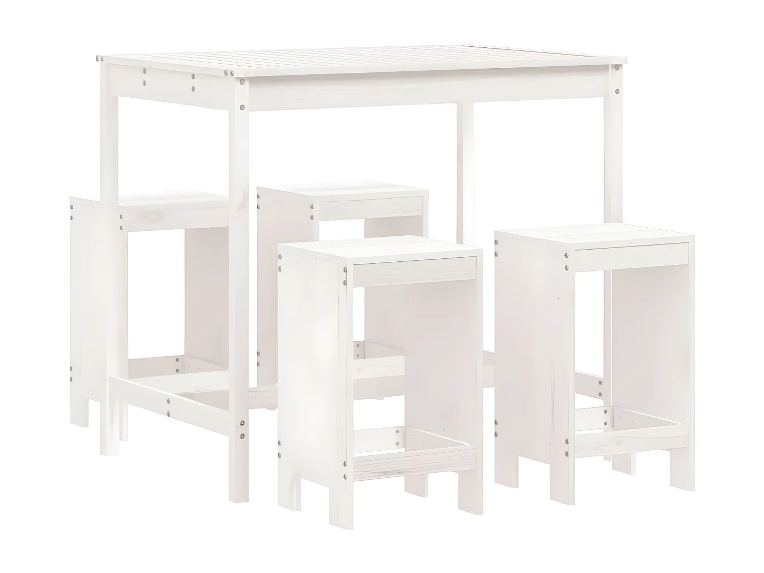 Ensemble de bar de jardin 5 pcs blanc bois massif de pin