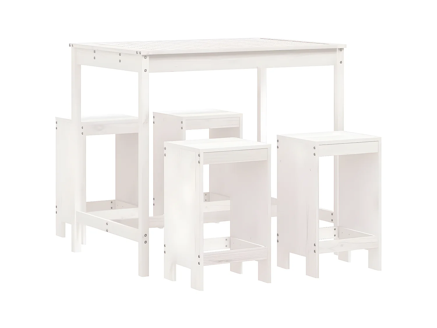 Ensemble de bar de jardin 5 pcs blanc bois massif de pin