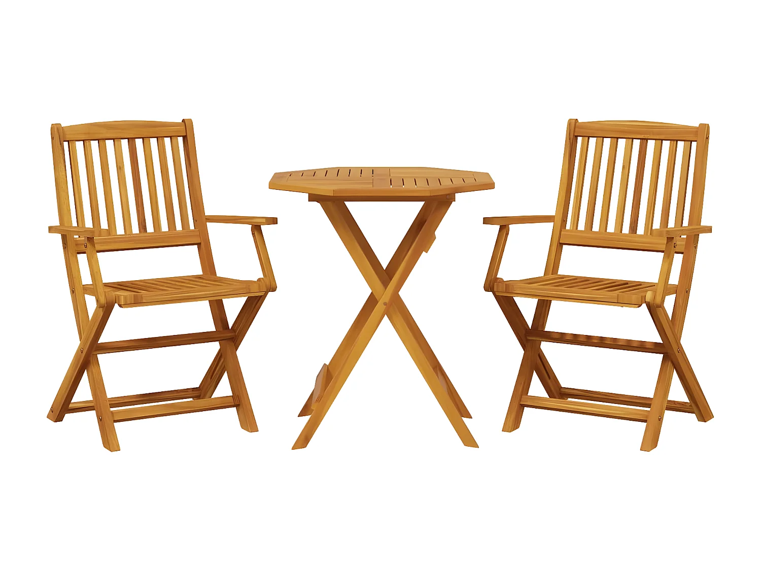 Ensemble de bistro pliable 3 pcs bois d'acacia solide