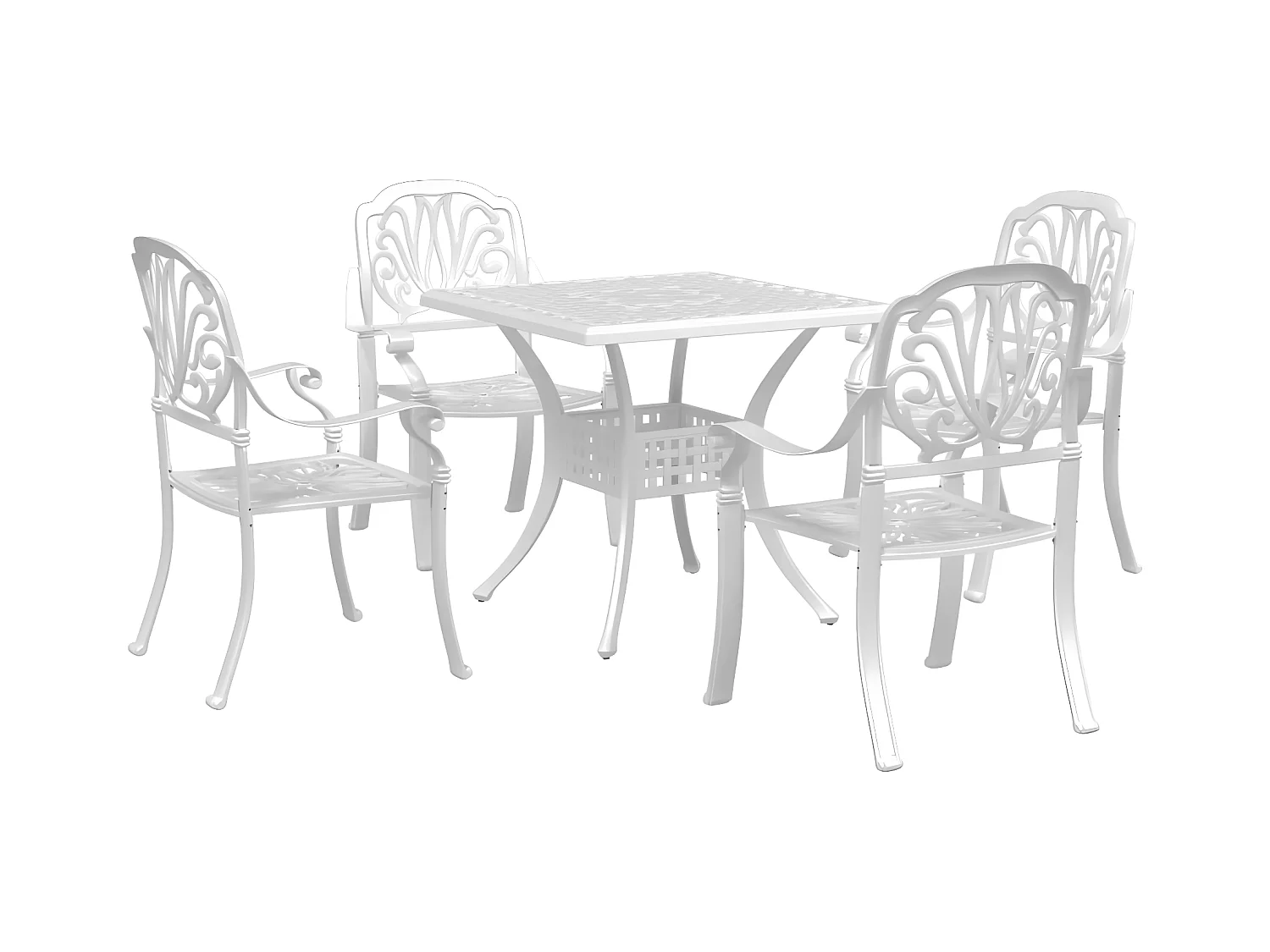 Ensemble à manger de jardin 5 pcs blanc aluminium coulé