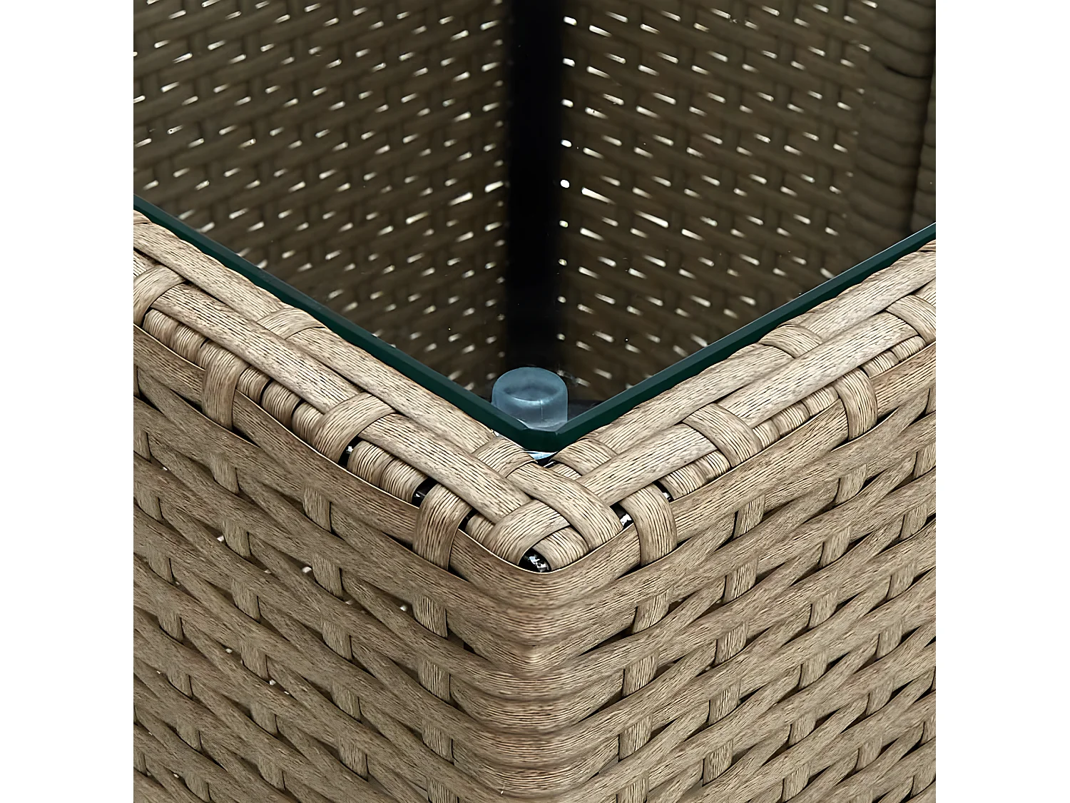 Ensemble de bistro avec coussins 3 pcs beige rotin et verre