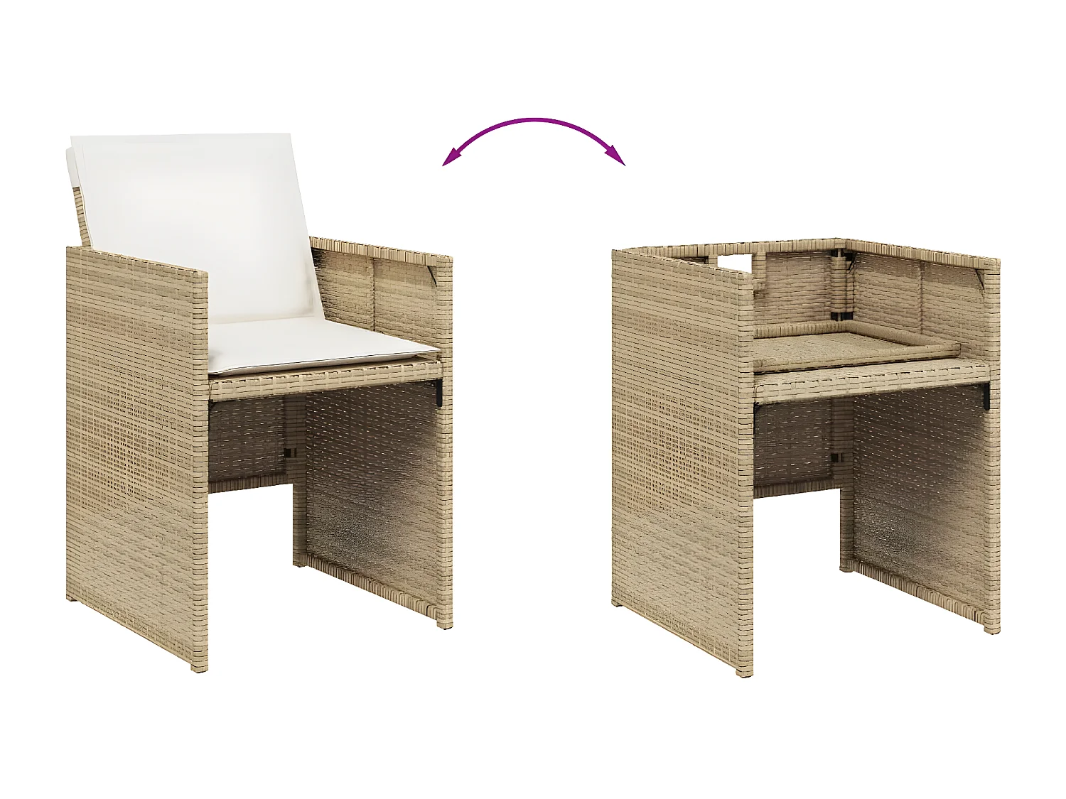 Ensemble à manger de jardin et coussins 15 pcs beige