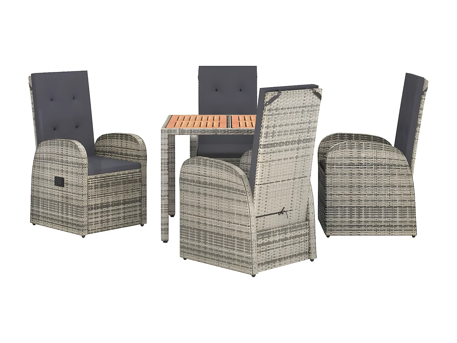 Ensemble à manger de jardin 5 pcs coussins gris résine tressée