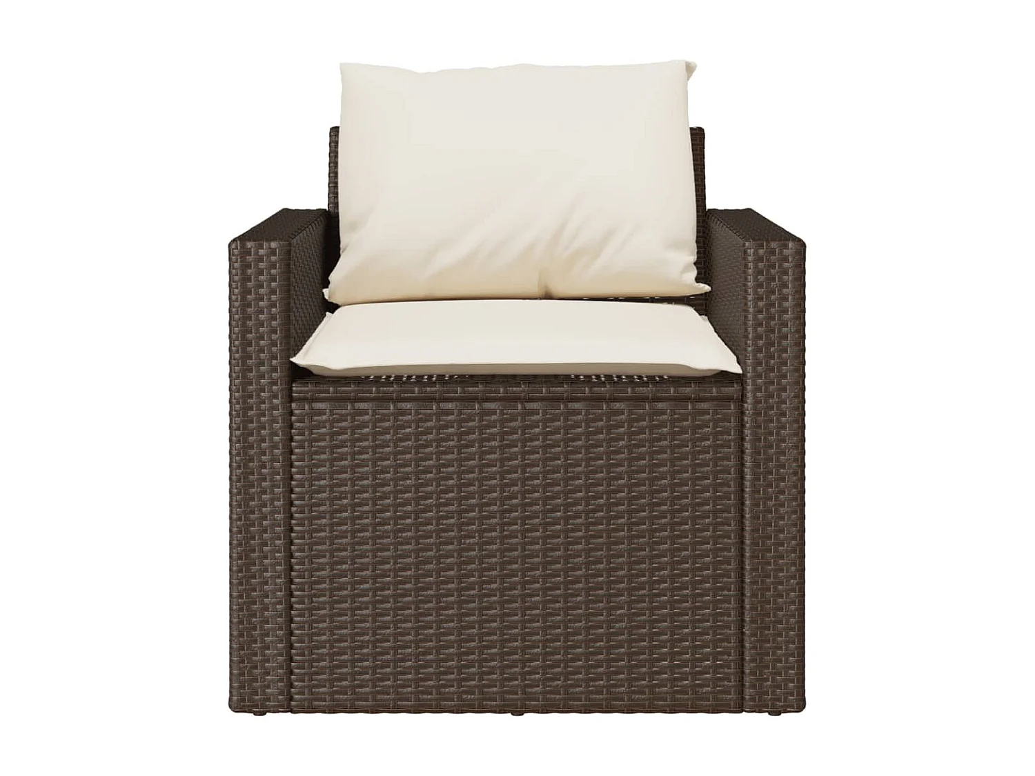 Salon de jardin 4 pcs avec coussins marron résine tressée