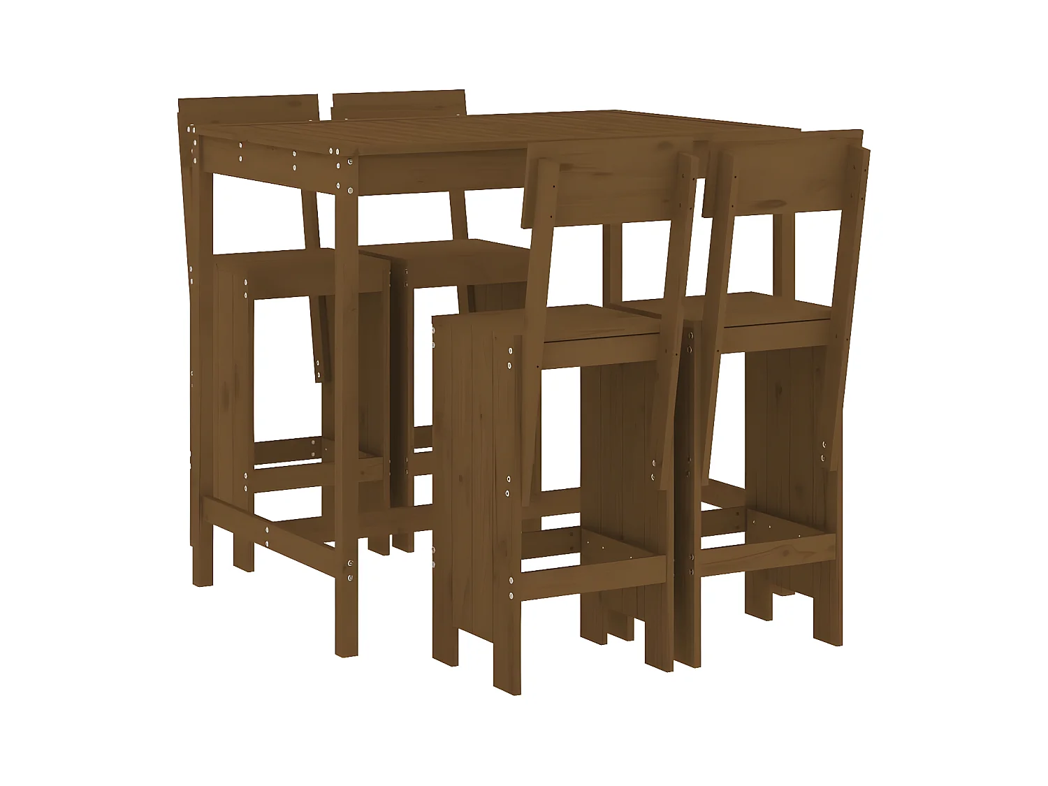 Ensemble de bar de jardin 5 pcs marron miel bois de pin massif