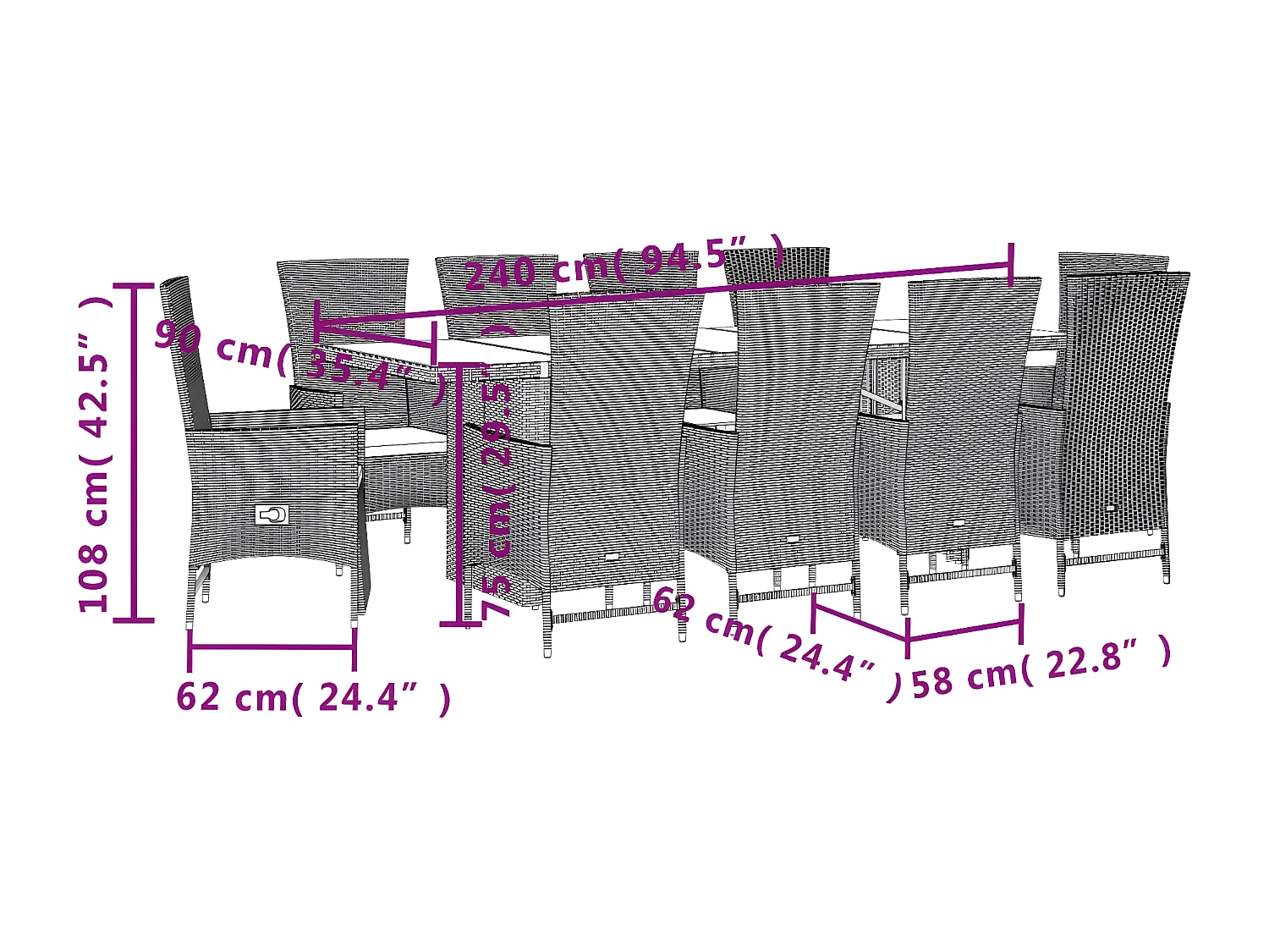 Ensemble à manger de jardin et coussins 11 pcs beige poly rotin