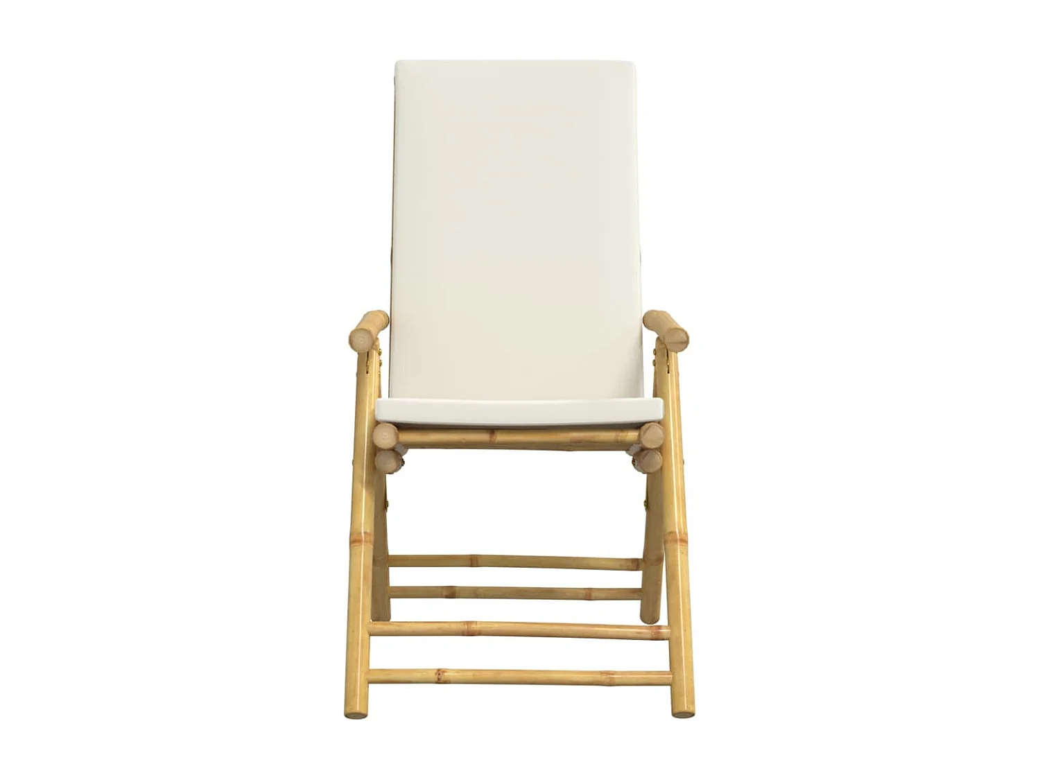 Ensemble de bistro pliante 3 pcs et coussins blanc crème bambou