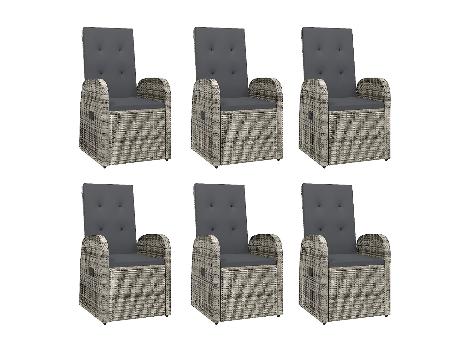 Ensemble à manger de jardin et coussins 7 pcs gris rotin