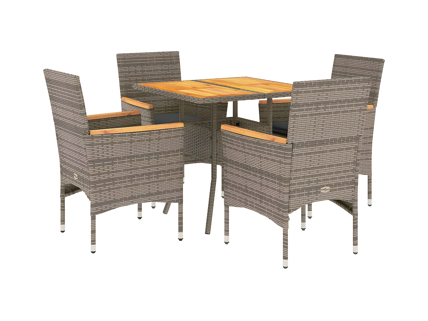 Ensemble à manger de jardin et coussins 5 pcs gris rotin acacia