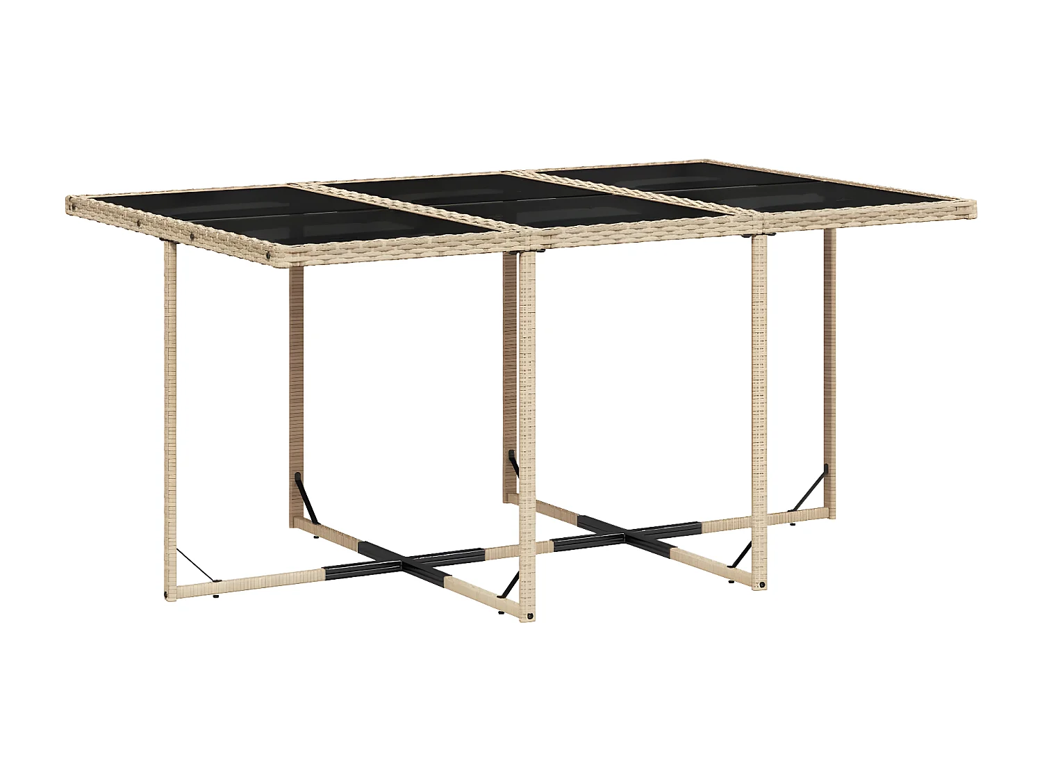 Ensemble à manger de jardin et coussins 11 pcs beige poly rotin