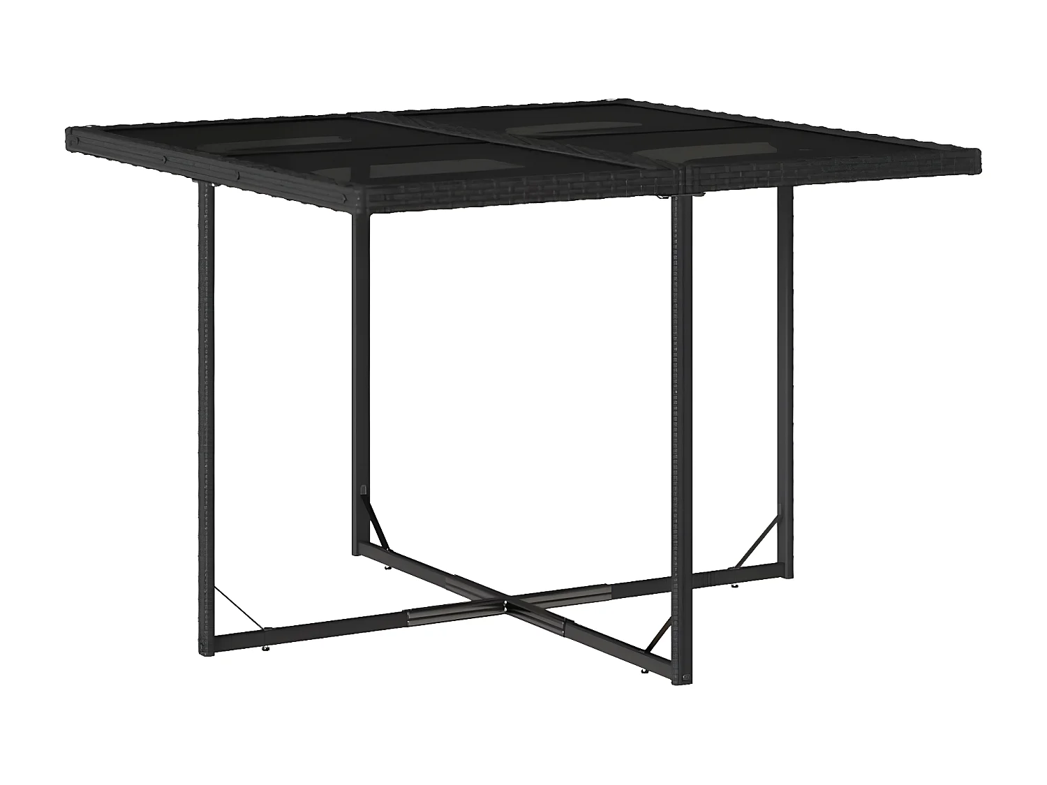 Ensemble à manger de jardin 9pcs coussins noir résine tressée