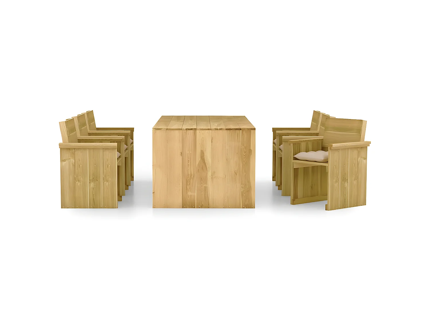 Mobilier à dîner de jardin 7 pcs avec coussins Pin imprégné 4