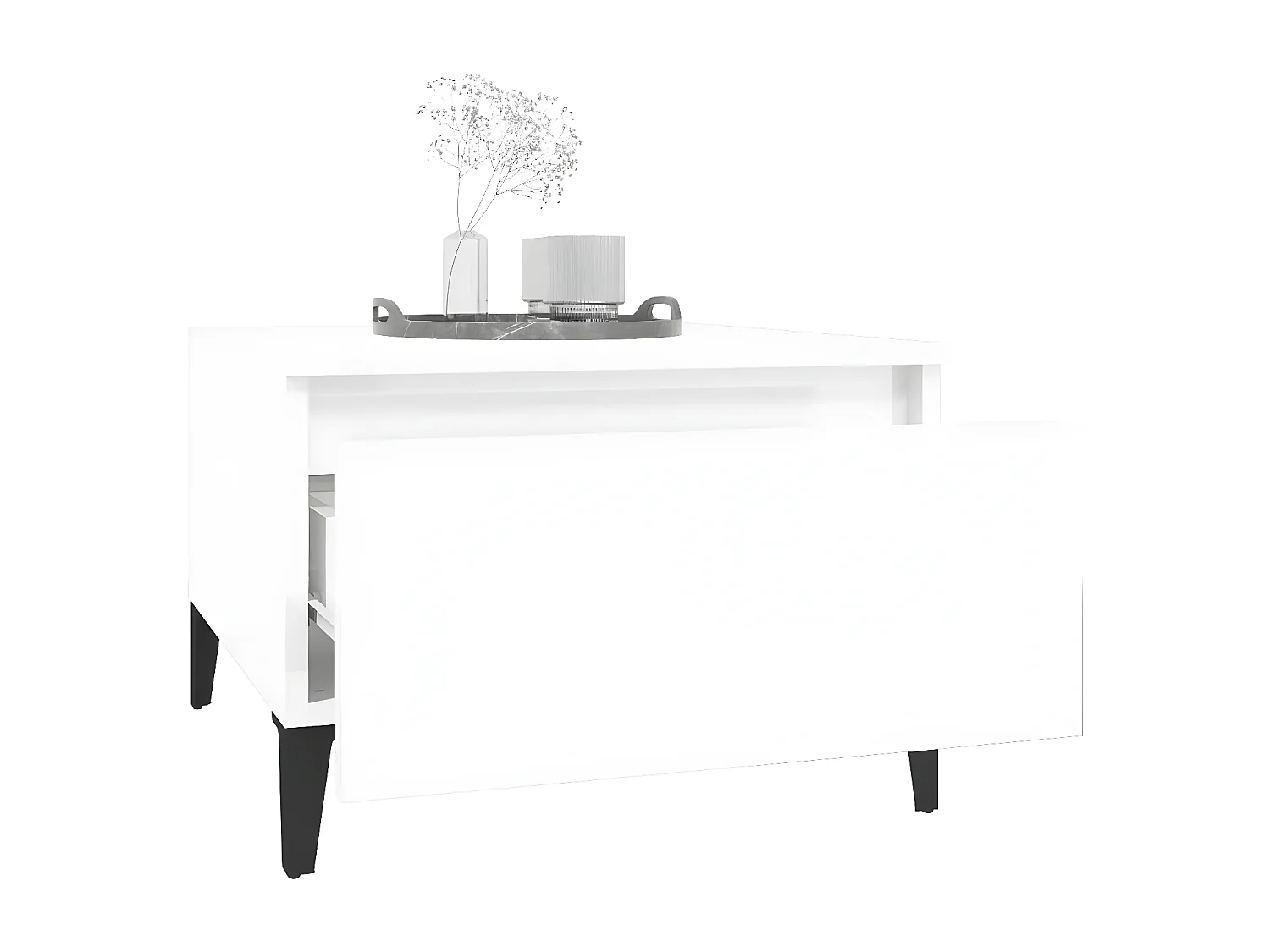 Tables d'appoint 2pcs Blanc brillant 50x46x35 Bois ingénierie