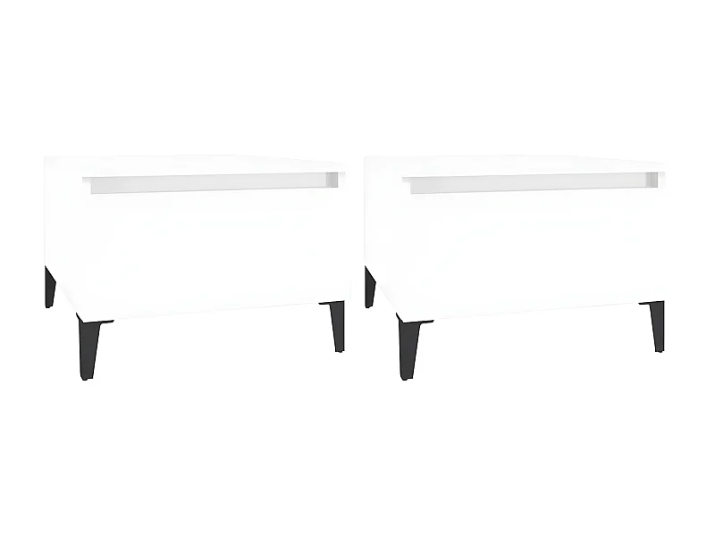 Tables d'appoint 2pcs Blanc brillant 50x46x35 Bois ingénierie