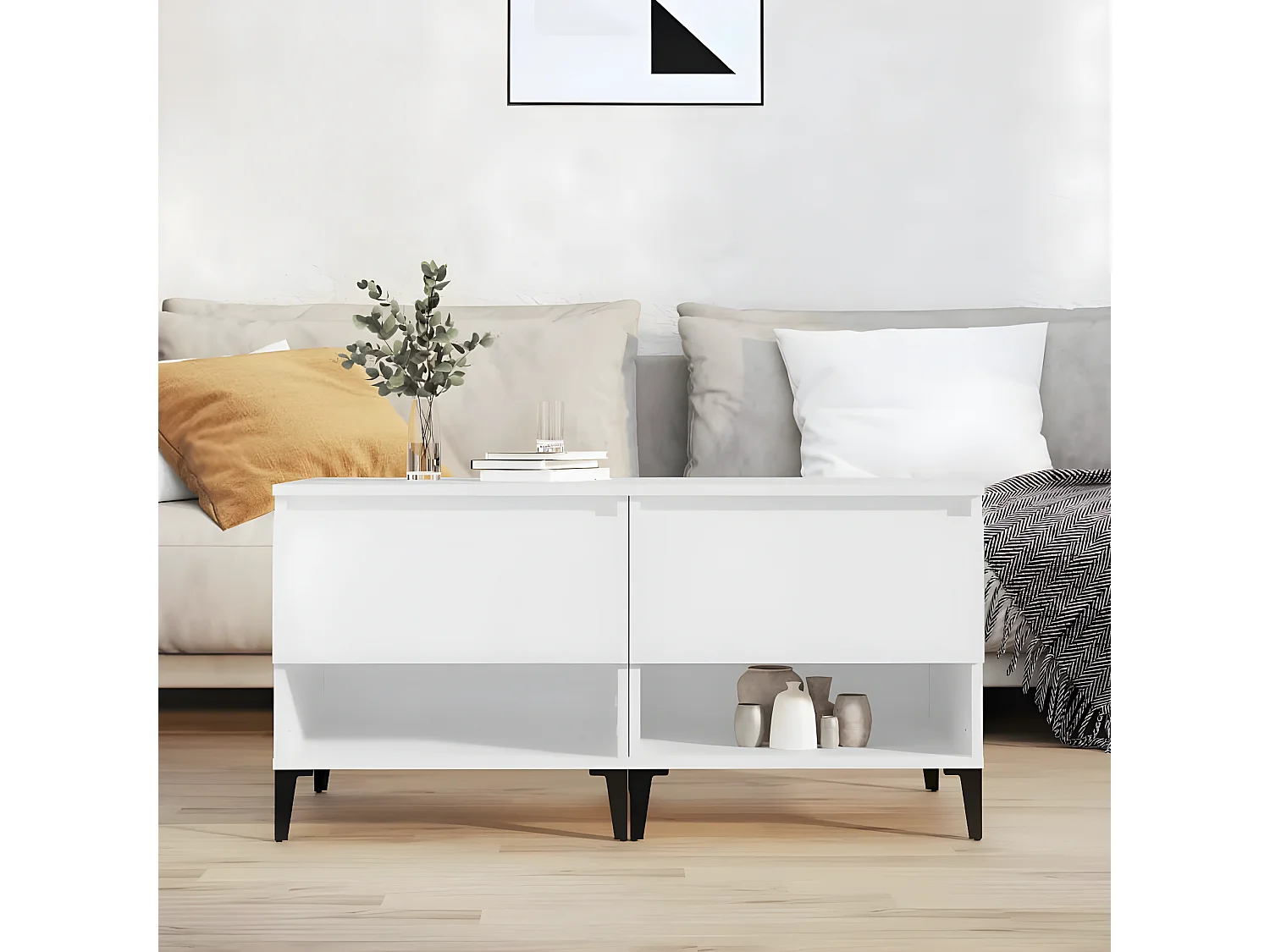 Tables d'appoint 2 pcs Blanc 50x46x50 Bois d’ingénierie