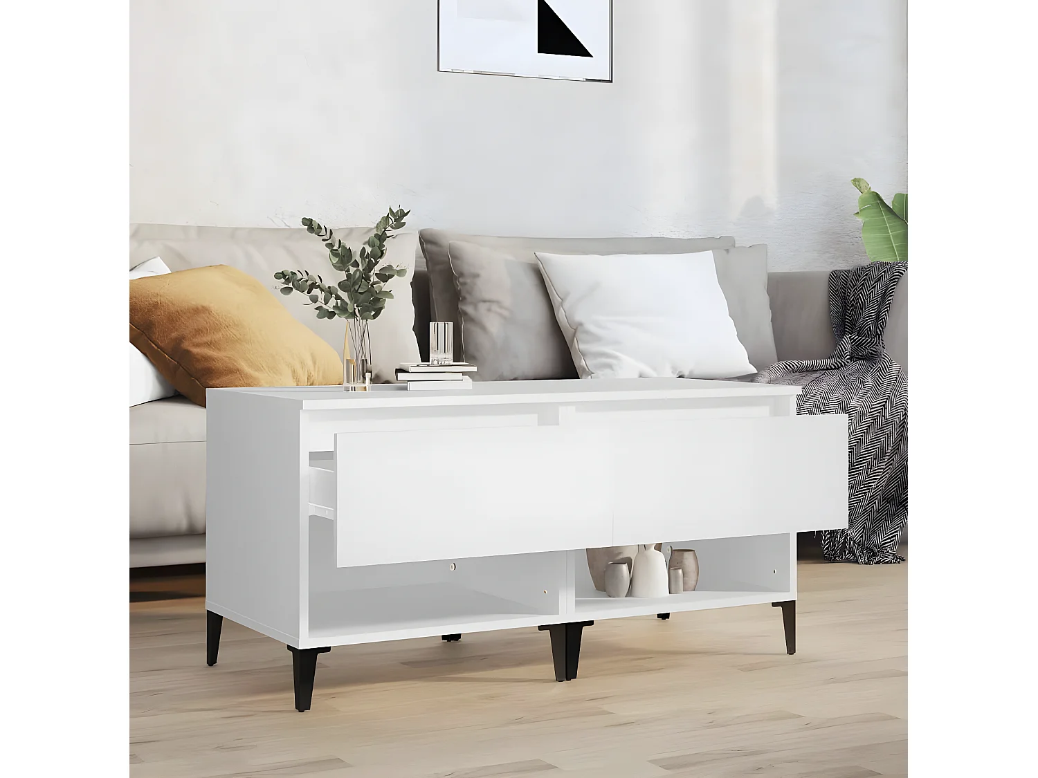 Tables d'appoint 2 pcs Blanc 50x46x50 Bois d’ingénierie