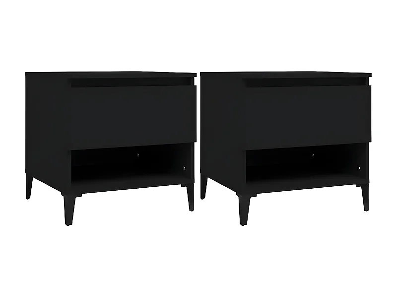 Tables d'appoint 2 pcs Noir 50x46x50 Bois d’ingénierie