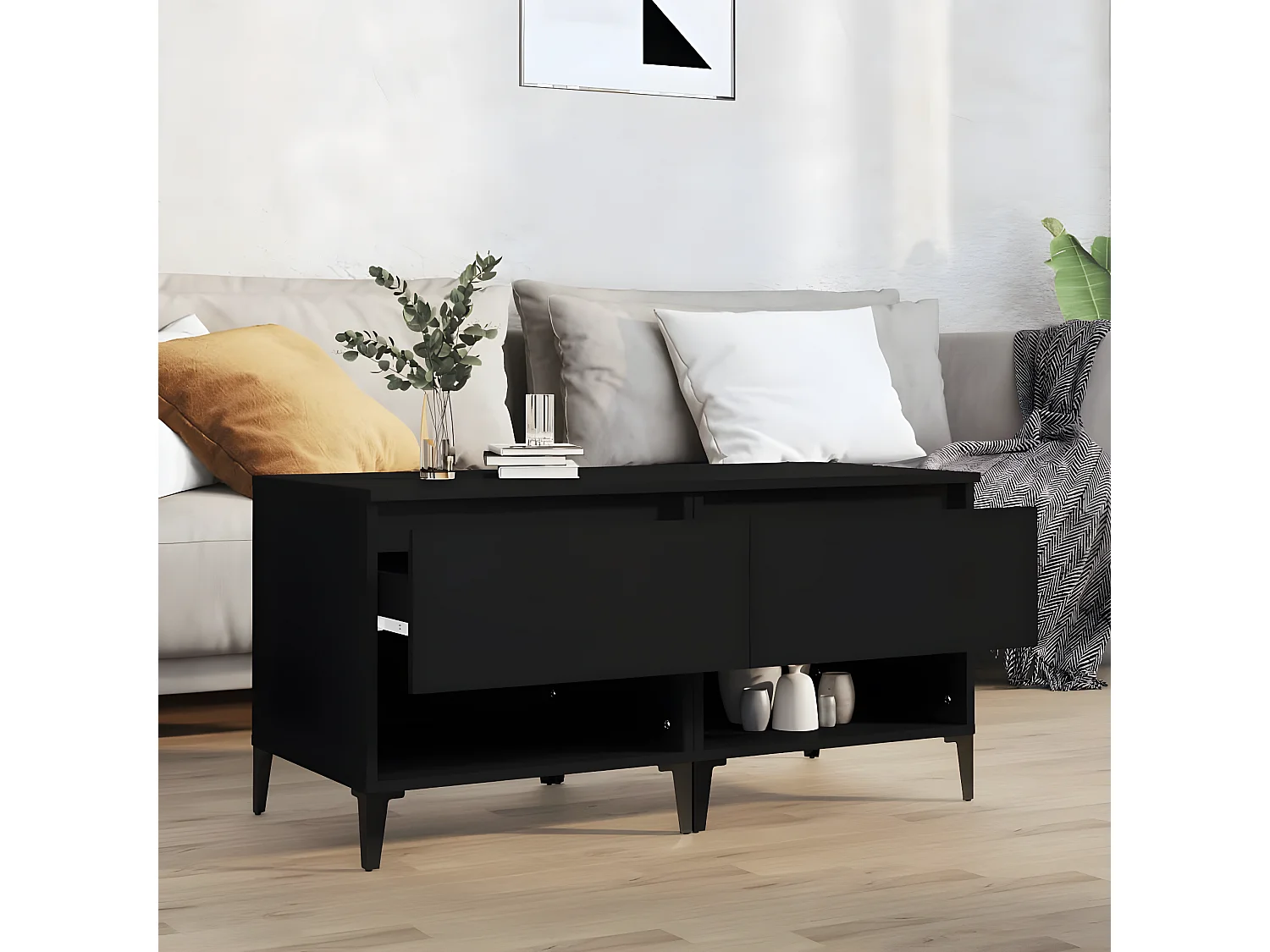 Tables d'appoint 2 pcs Noir 50x46x50 Bois d’ingénierie