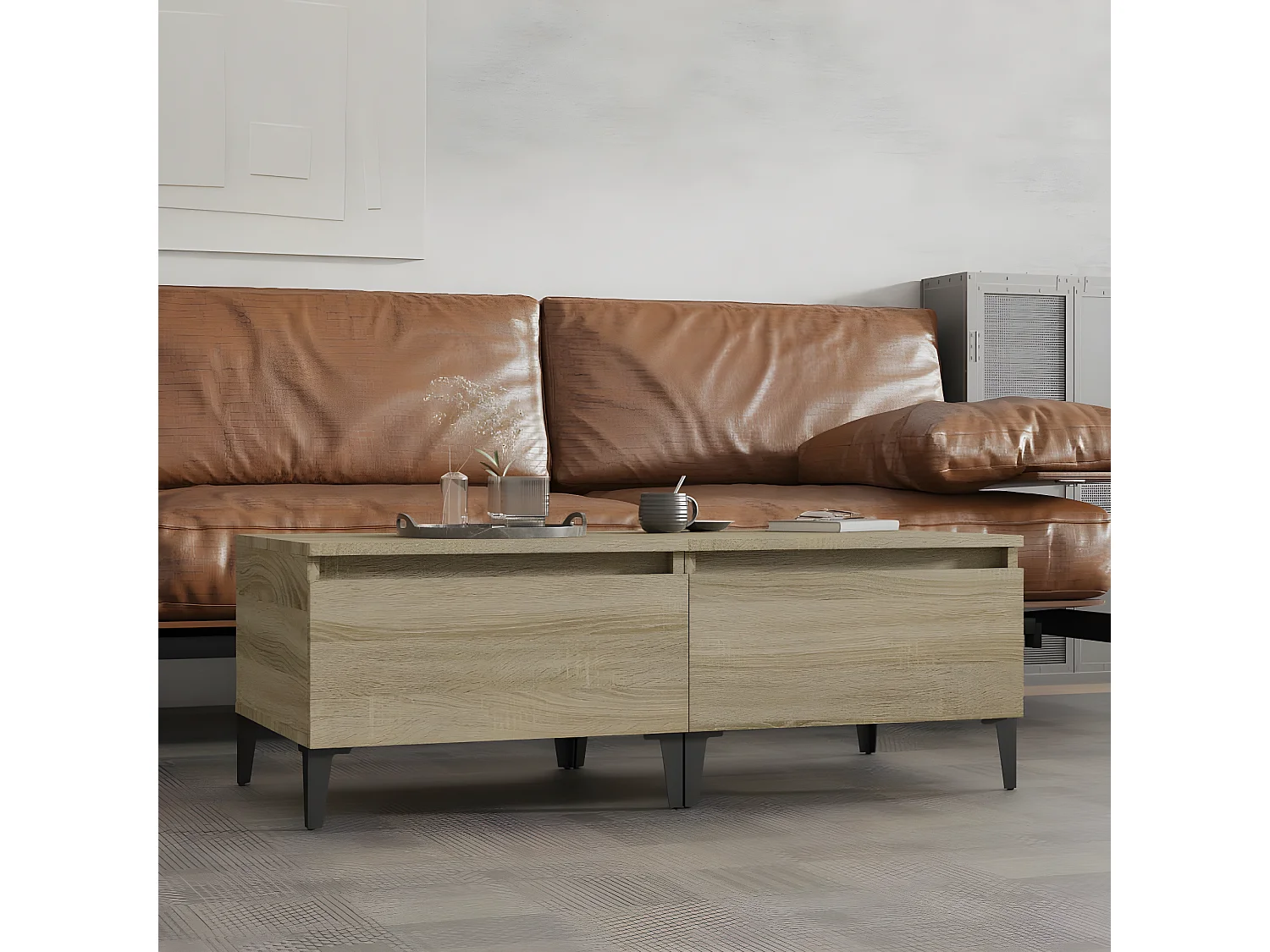 Tables d'appoint 2 pcs Chêne sonoma 50x46x35 Bois ingénierie