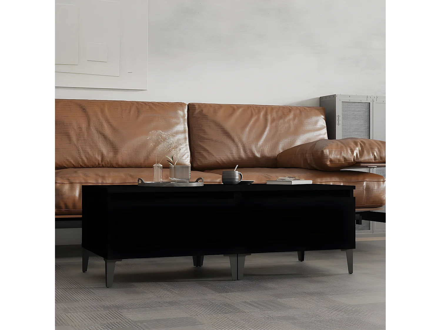 Tables d'appoint 2 pcs Noir 50x46x35 Bois d'ingénierie