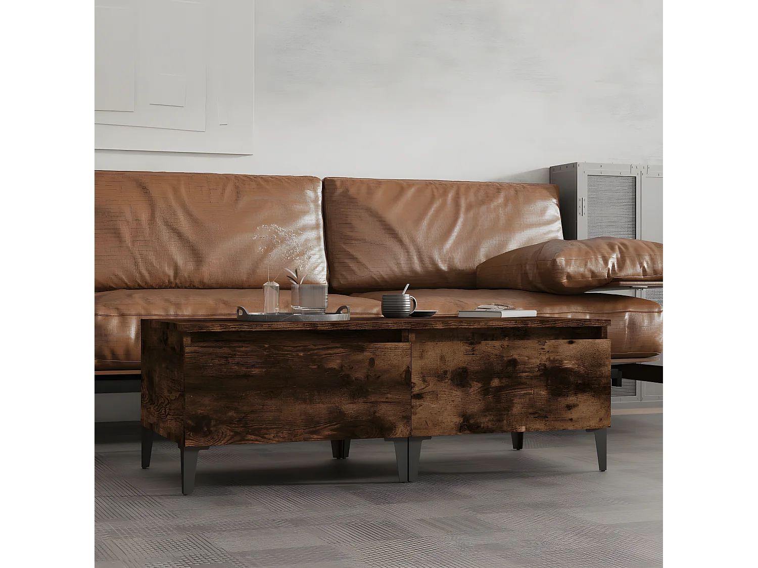 Tables d'appoint 2 pcs Chêne fumé 50x46x35 Bois ingénierie