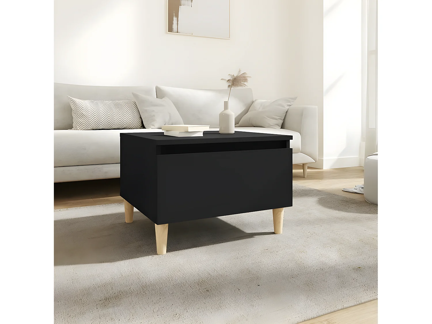 Table d'appoint Noir 50x46x35 Bois d'ingénierie