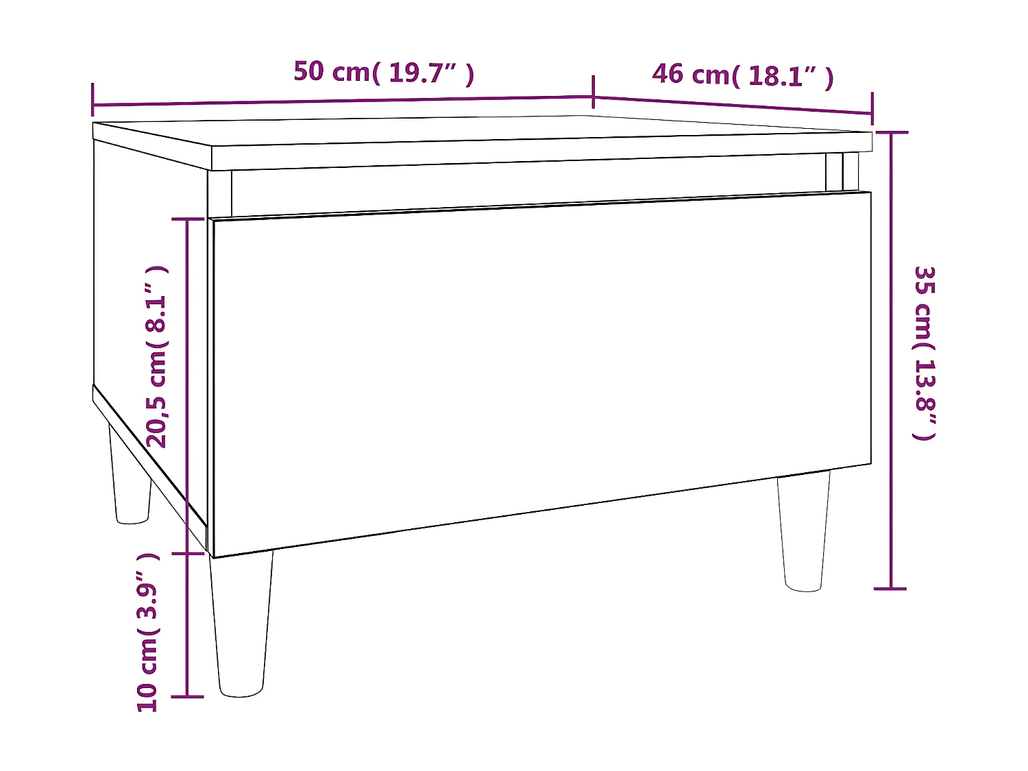 Table d'appoint Noir 50x46x35 Bois d'ingénierie