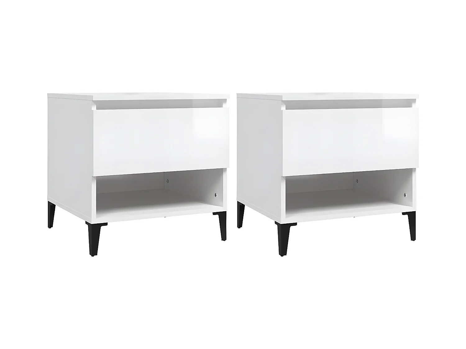 vidaXL Mesas auxiliares 2 uds contrachapada blanco brillo 50x46x50 cm