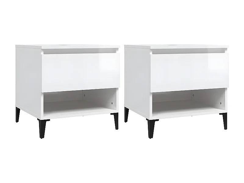 Tables d'appoint 2pcs Blanc brillant 50x46x50 Bois ingénierie
