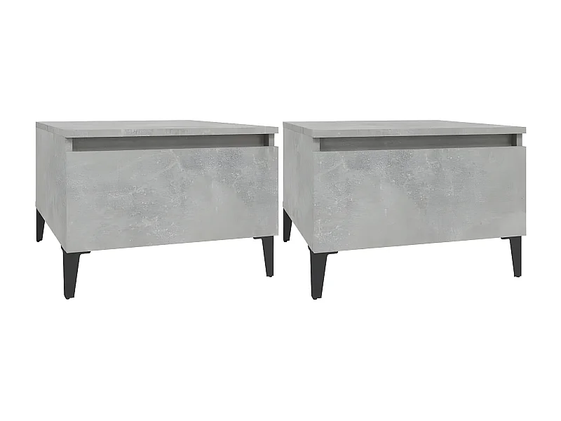 Tables d'appoint 2 pcs Gris béton 50x46x35 Bois d'ingénierie