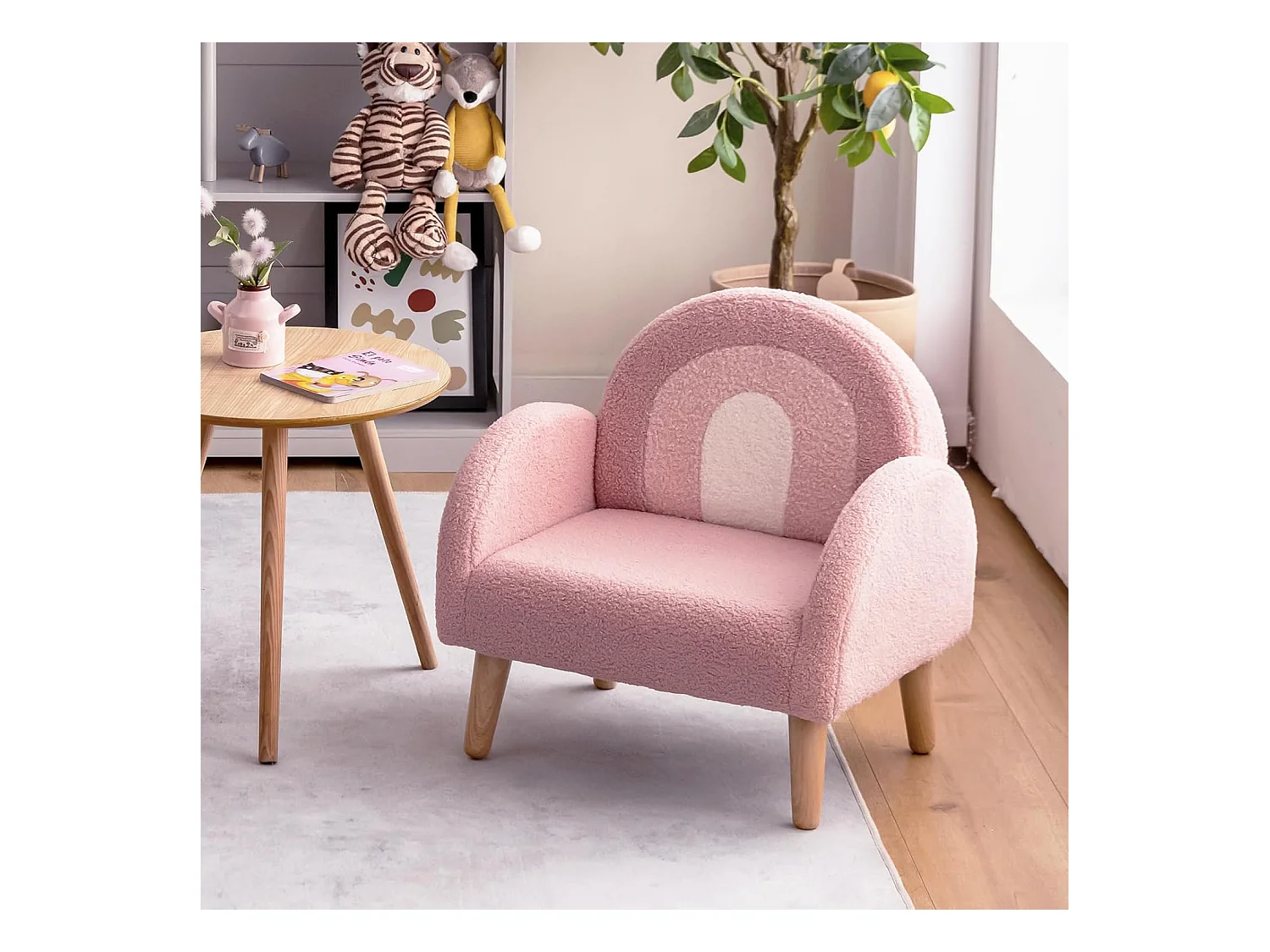 Kindersessel für Kleinkinder Kindersofa gepolstert mit Rückenlehne Rosa