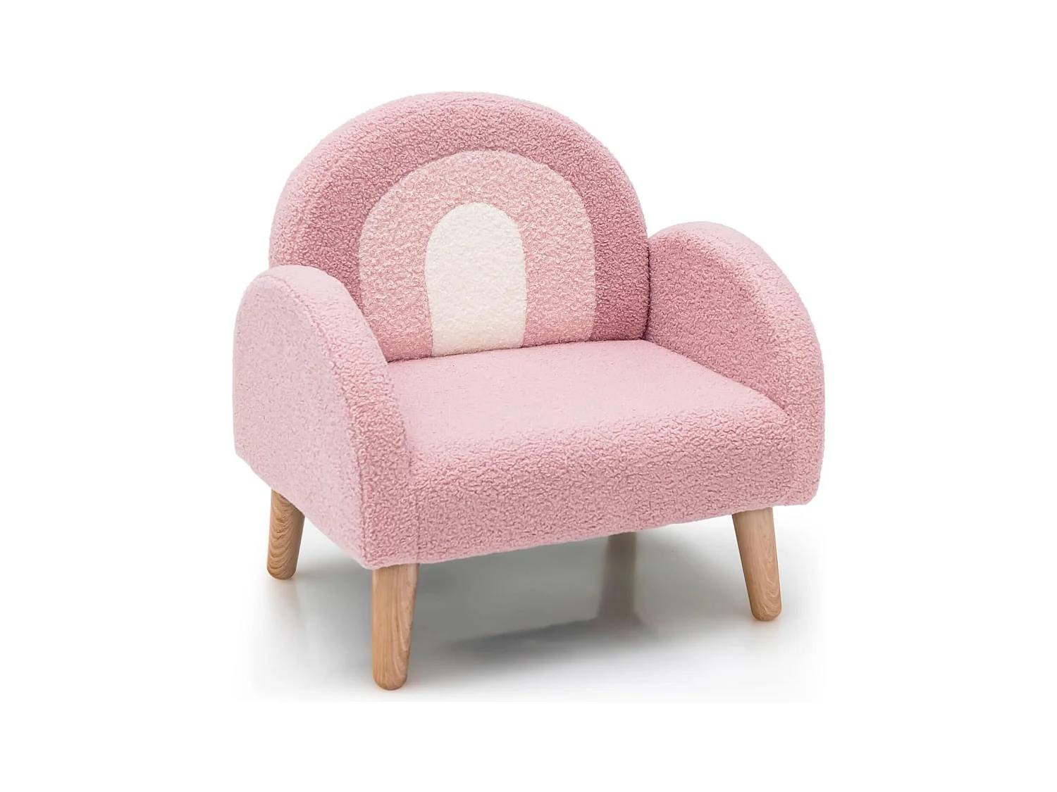 Fauteuil Enfant en Peluche avec dossier & accoudoir confortable Canapé Enfant Charge 50kg pour 3-5 ans Rose
