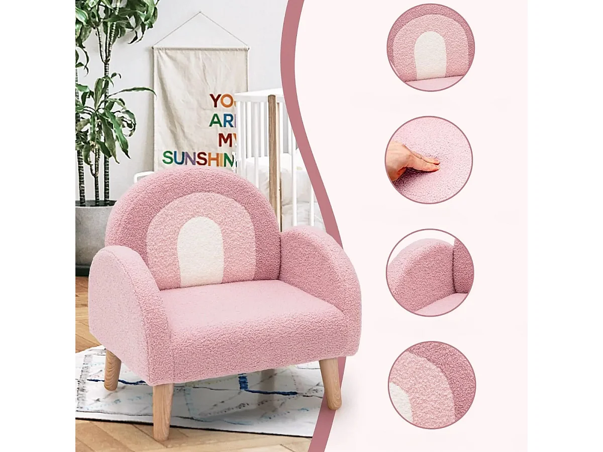 Kindersessel für Kleinkinder Kindersofa gepolstert mit Rückenlehne Rosa