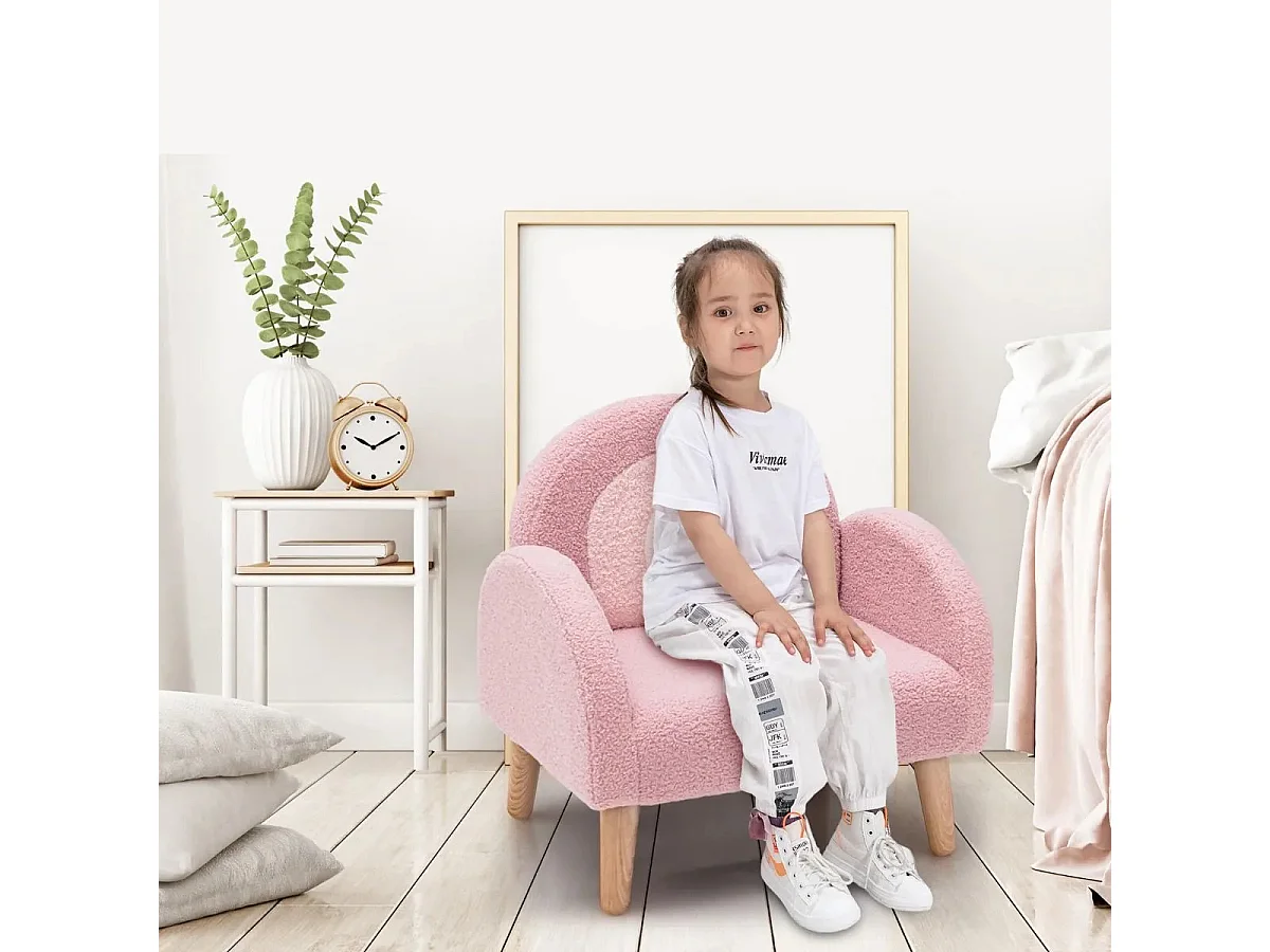 Kindersessel für Kleinkinder Kindersofa gepolstert mit Rückenlehne Rosa