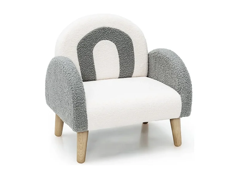 Fauteuil Enfant en Peluche avec dossier & accoudoir confortable Canapé Enfant Charge 50kg pour 3-5 ans Gris