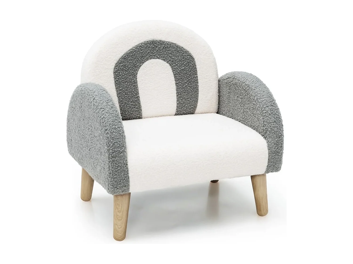 Gepolsterter Kindersofa mit Massivholzbeinen Kindersessel Grau