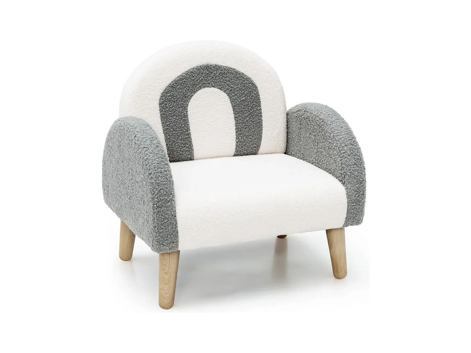 Gepolsterter Kindersofa mit Massivholzbeinen Kindersessel Grau