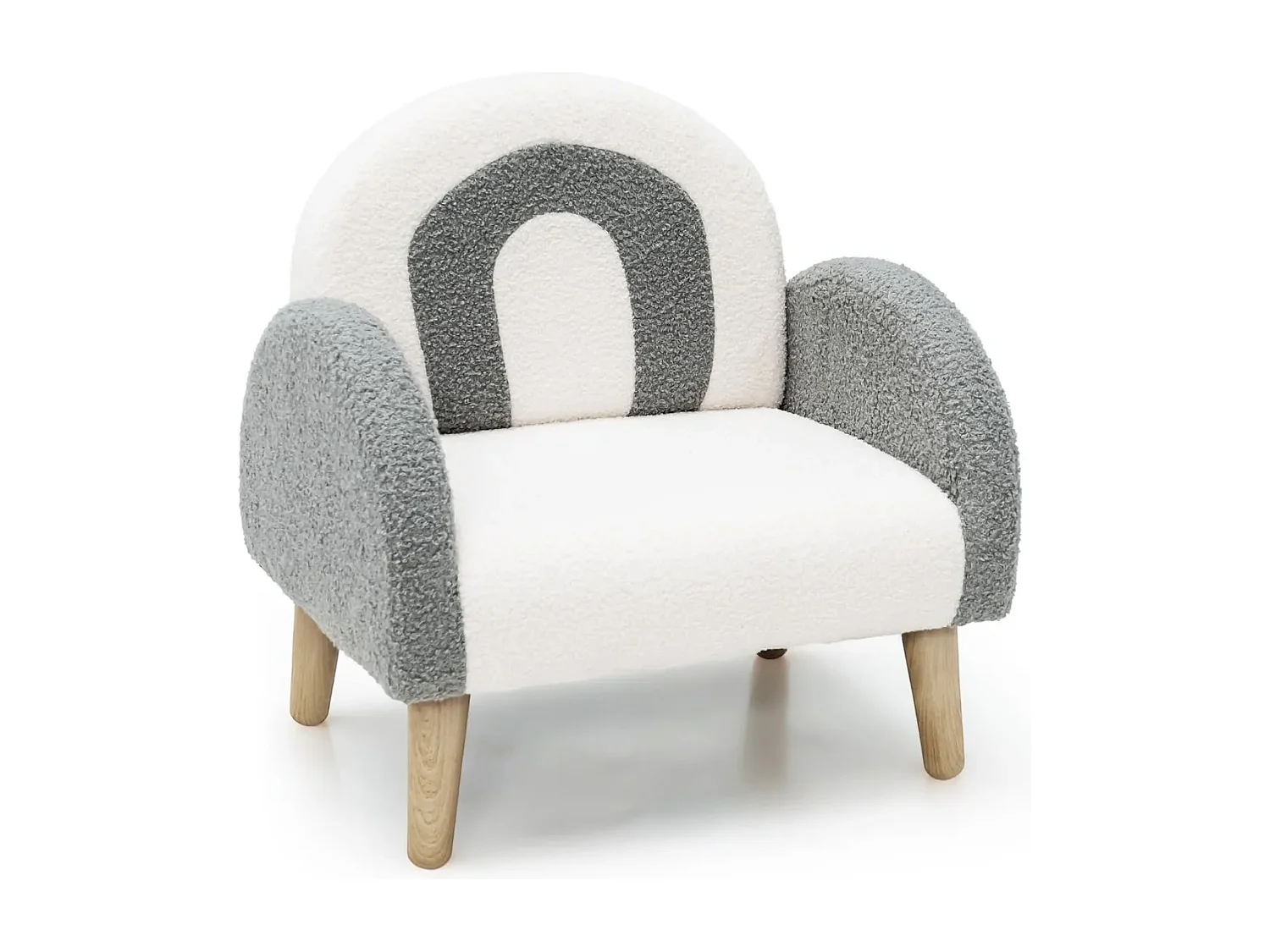 Gepolsterter Kindersofa mit Massivholzbeinen Kindersessel Grau