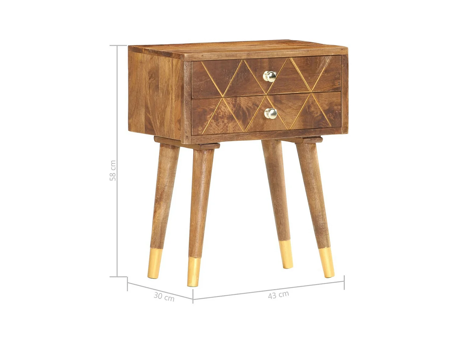 Table de chevet 43 x 30x58 Bois de manguier massif 2