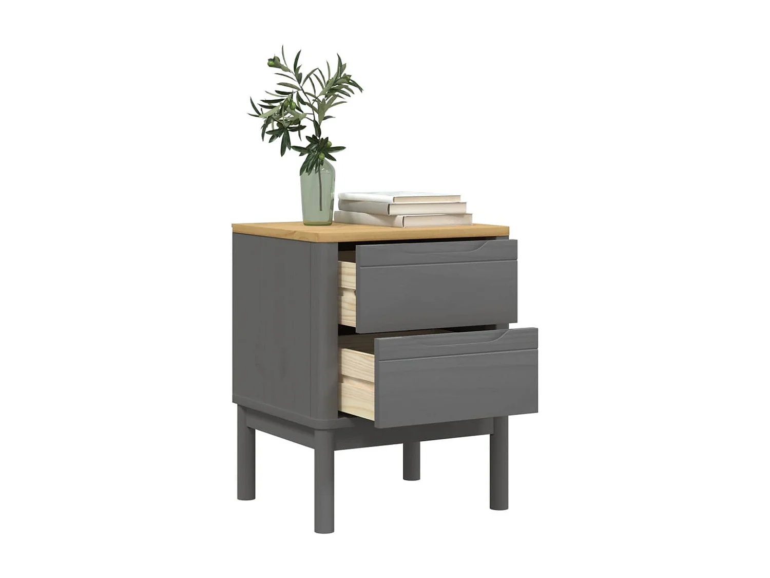 Table de chevet FLORO gris 45x39x57 bois de pin massif