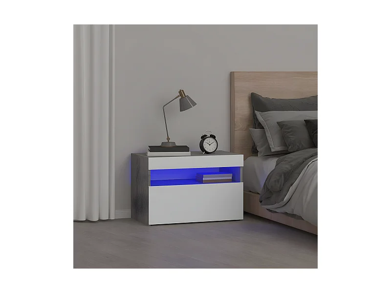 Table de chevet avec lumières LED Sonoma gris 60x35x40